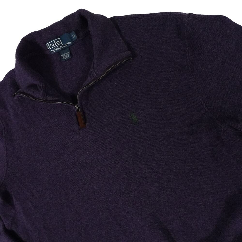 Ralph Lauren Vintage Cotton Purple 1/4 Pullover Sweater Men's Medium